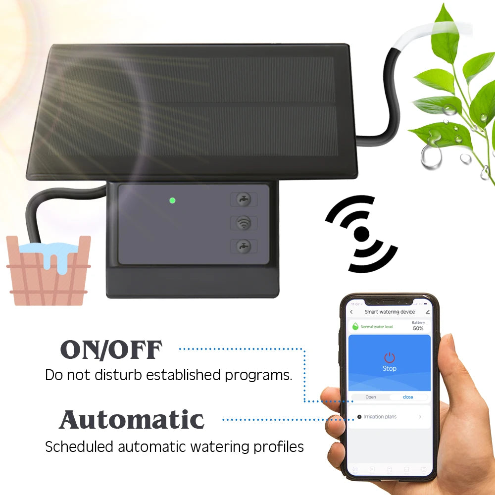 Tuya WiFi Solar Smart Drip Irrigation System — Remote Control Watering Kit for Garden & Balcony Plants