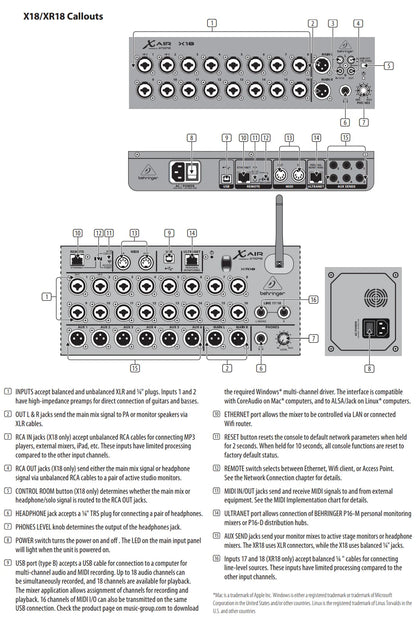 Air 1:1 XR12/XR16/XR18 Rack Mount Digital Mixer – Professional WiFi DSP Audio Mixer for DJ & Studio, USB Recorder Built-in