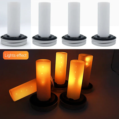 Solar LED Mason Jar Lights – Warm Torch Flame Lantern for Outdoor & Indoor Christmas, Garden, and Street Decoration