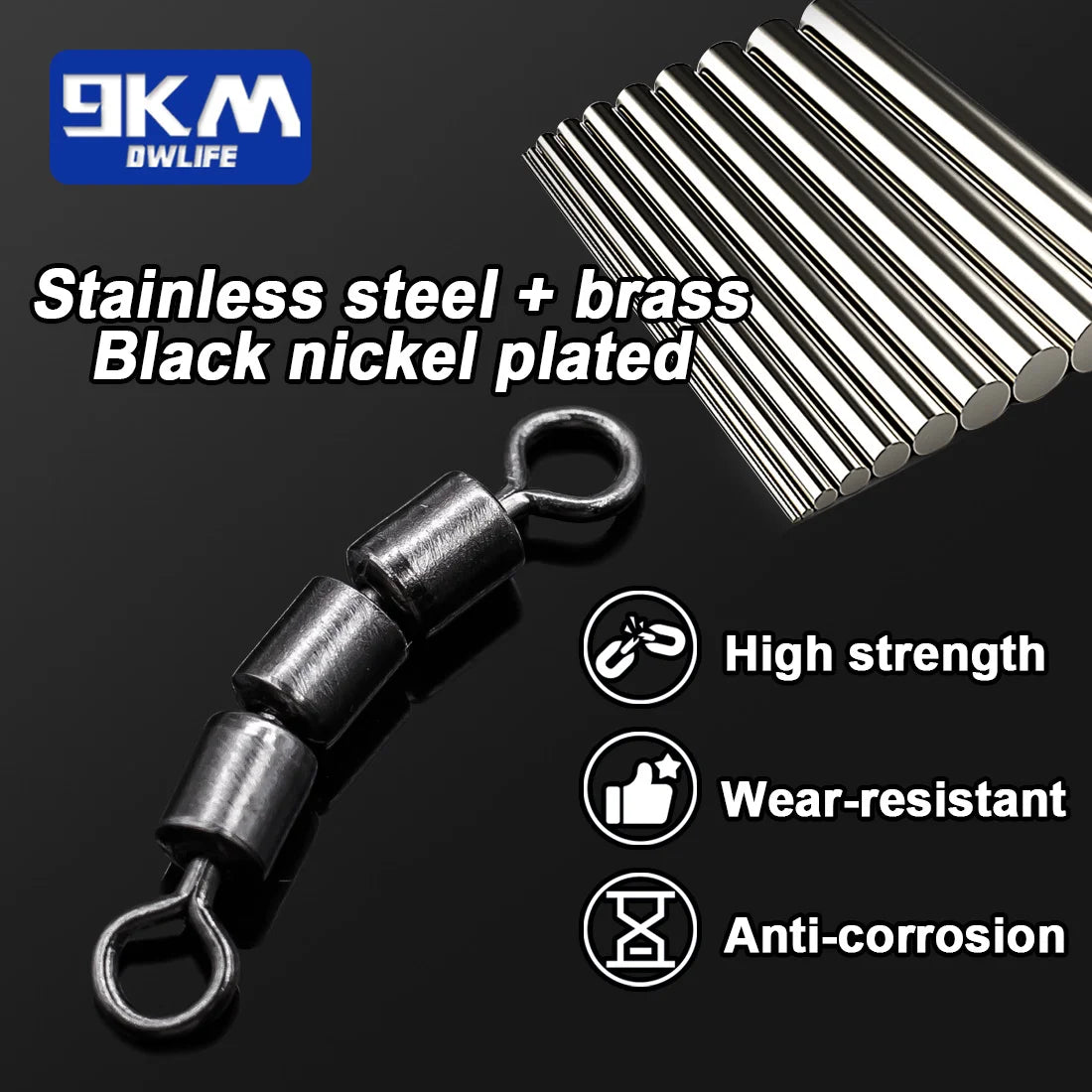3-Roller Fishing Swivels — High-Speed Triple Bearing Stainless Steel Barrel, 15–60pcs Fishing Accessories