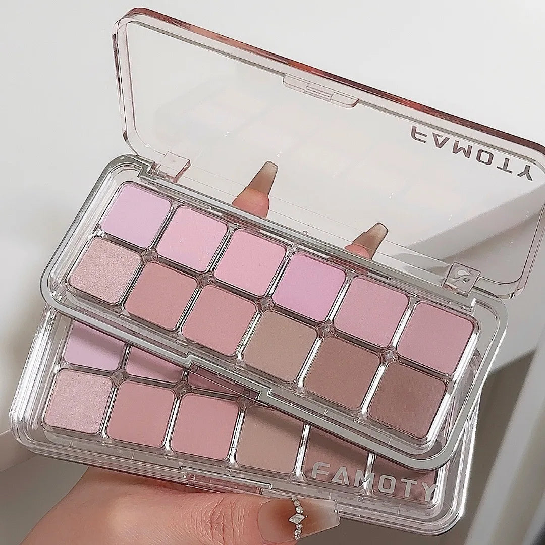 12-Color Matte Eyeshadow Palette – Low Saturation Tea & Apricot Shades, Long-Lasting Daily Eye Makeup