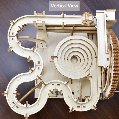 3D Wooden Puzzle DIY Mechanical Model Kit – Marble Run Set with 4 Balls, Assemble Toys for Adults & Kids, Unique Gifts