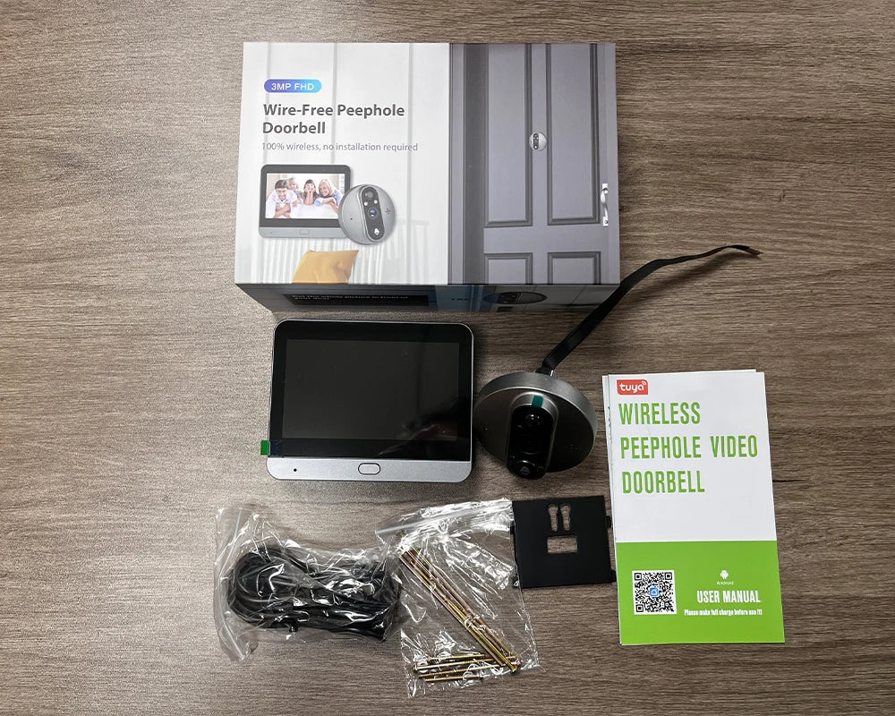 3MP Smart Life Tuya WiFi Doorbell — 1080P Peephole Camera, 5000mAh Battery, PIR Motion Sensor, IR, Alexa & Google Compatible