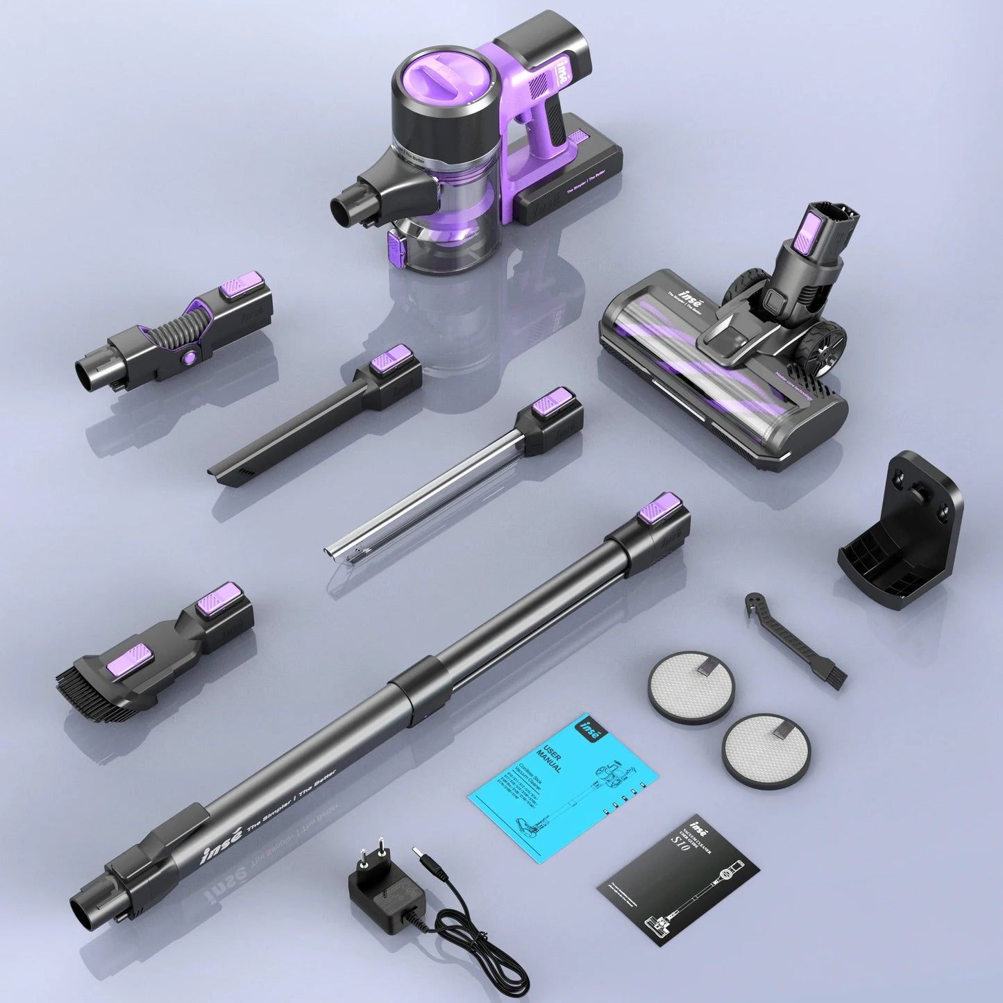 INSE S10 Cordless Vacuum Cleaner - 6 in 1 Stick Vacuum with 30Kpa 350W Suction, Max 50 Min Runtime Rechargeable Vacuum