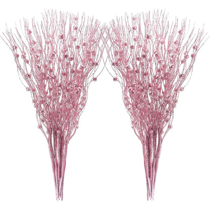 5PCS Glitter Artificial Berry Bouquet | Christmas Tree Ornament & Home Decor for New Year 2026, Navidad DIY Wreath Accessories