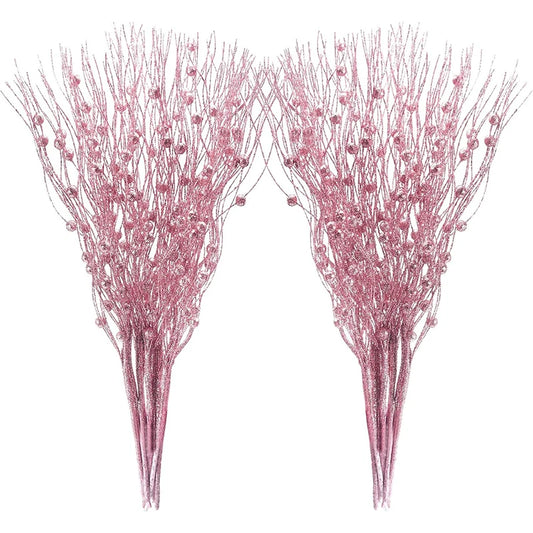 5PCS Glitter Artificial Berry Bouquet | Christmas Tree Ornament & Home Decor for New Year 2026, Navidad DIY Wreath Accessories