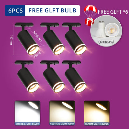 LED Track Light System – 85-265V COB Ceiling Lamp Set with Rails & Spots for Clothing Shops, Living Rooms & Stores