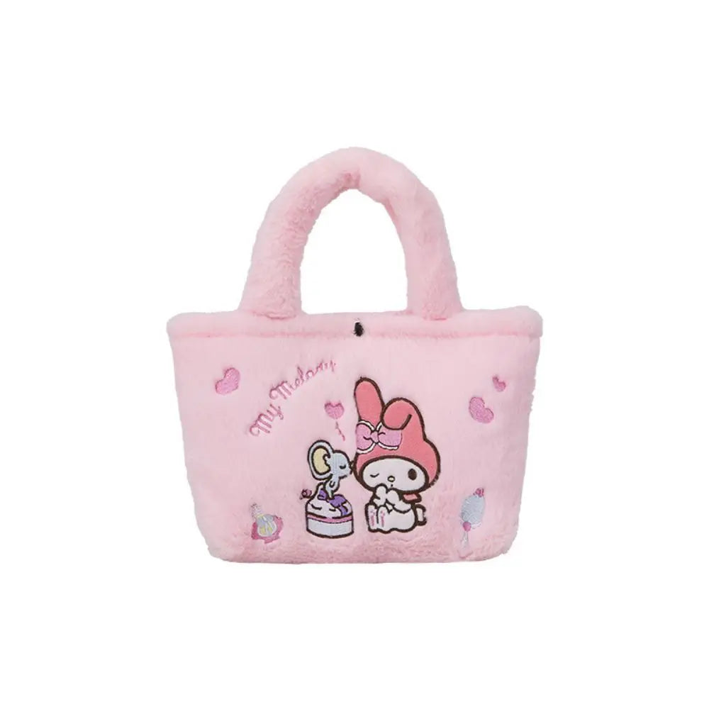 Sanrio Anime Plush Handbag – Hello Kitty, My Melody, Cinnamoroll & Kuromi Shoulder Cosmetic Bag