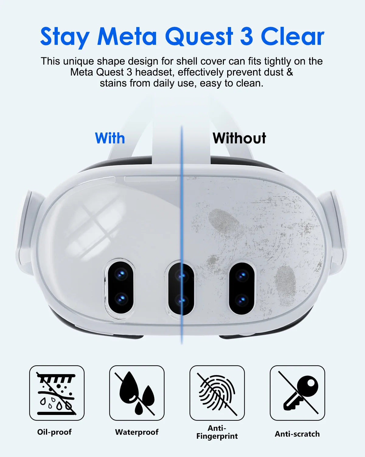 Aolion Meta Quest 3 VR Helmet Protective Cover – Clear TPU Case Set – Dustproof Protector for Oculus Meta Quest 3 VR Accessories