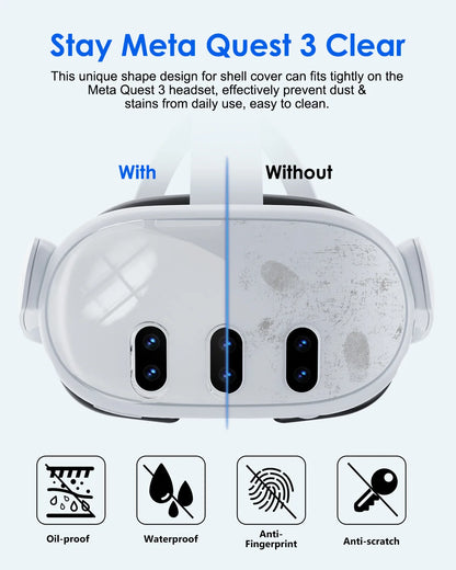Aolion Meta Quest 3 VR Helmet Protective Cover – Clear TPU Case Set – Dustproof Protector for Oculus Meta Quest 3 VR Accessories