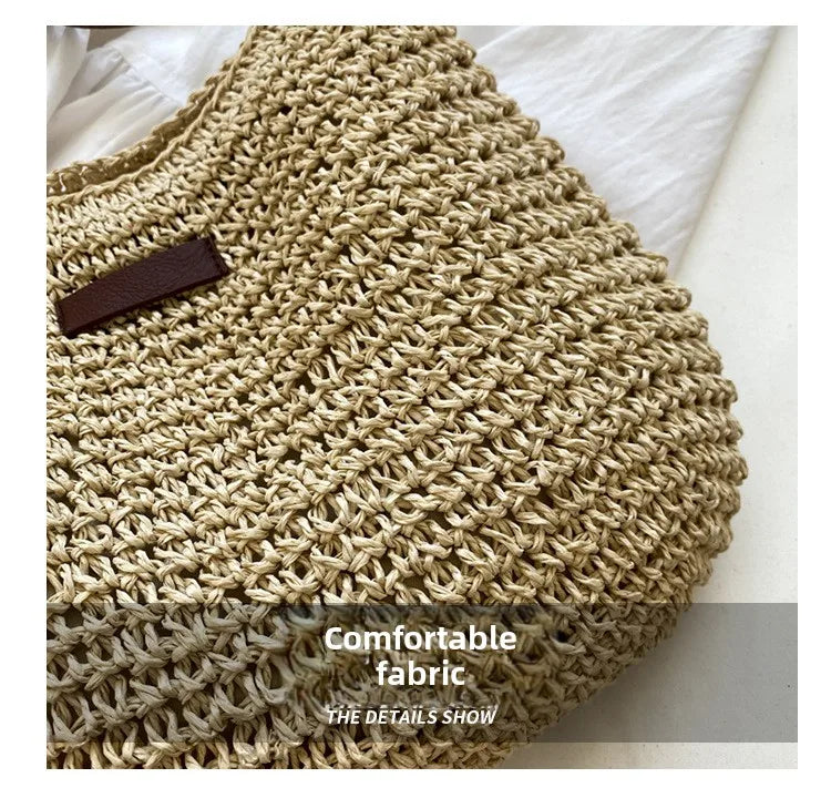 Straw Knitted Handbag – Women’s Woven Shoulder & Crossbody Beach Bag