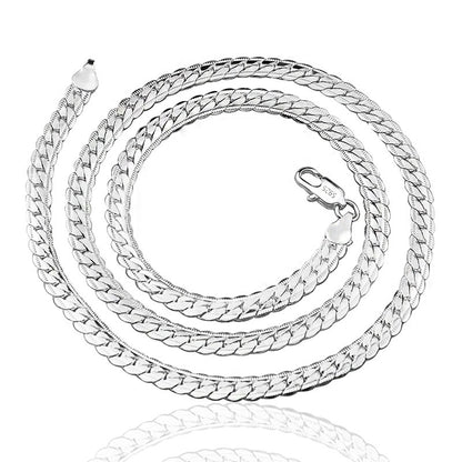 18K Gold/Silver 6mm Full Sideways Necklace – 8/18/20/24 Inch Chain for Women & Men, Fashion Wedding & Engagement Jewelry