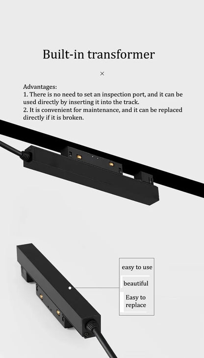 LED Magnetic Track Light Grille, Modern Embedded Flexible Linear Flood Lamp, DC48V Ceiling Spotlight for Indoor Living