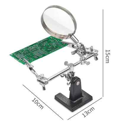 Soldering Iron Stand with Magnifying Glass - Third Hand Clamp & Desktop Repair Tool for Welding