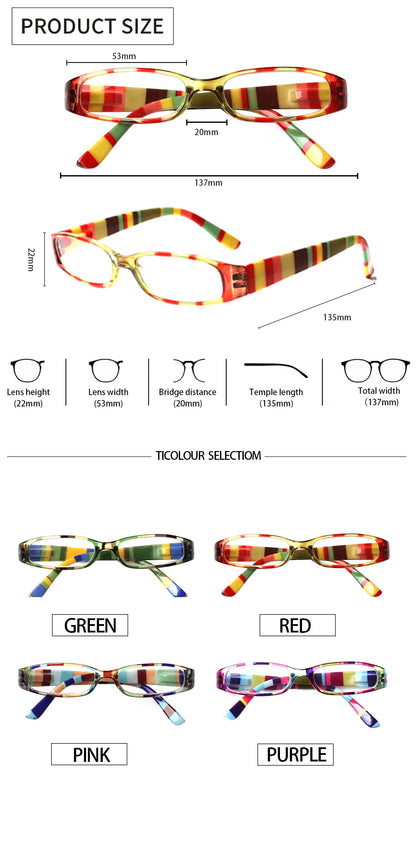 Henotin Reading Glasses for Women – Small Frame, Spring Hinges, Fresh Print Design, Super Clear High-Quality Eyewear