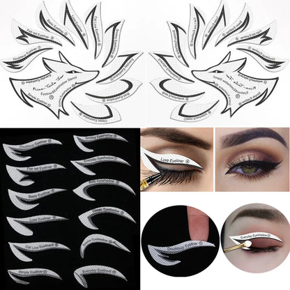 2Pcs Eyeliner Template Set - Professional Cat Eye Makeup Stencils, Wing Style Liner Stamping Tools