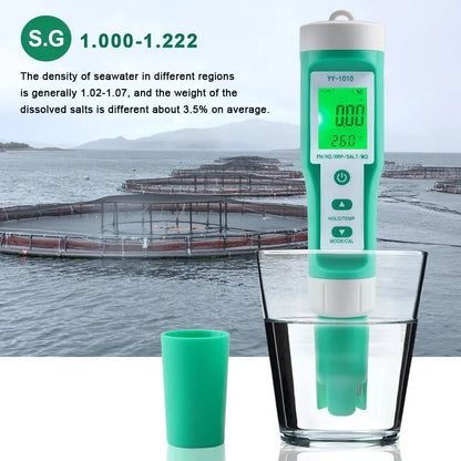 Yieryi TDS, EC, PH, Salinity & ORP Meter - H2, S.G, TEMP Water Quality Monitor for Pools & Aquariums