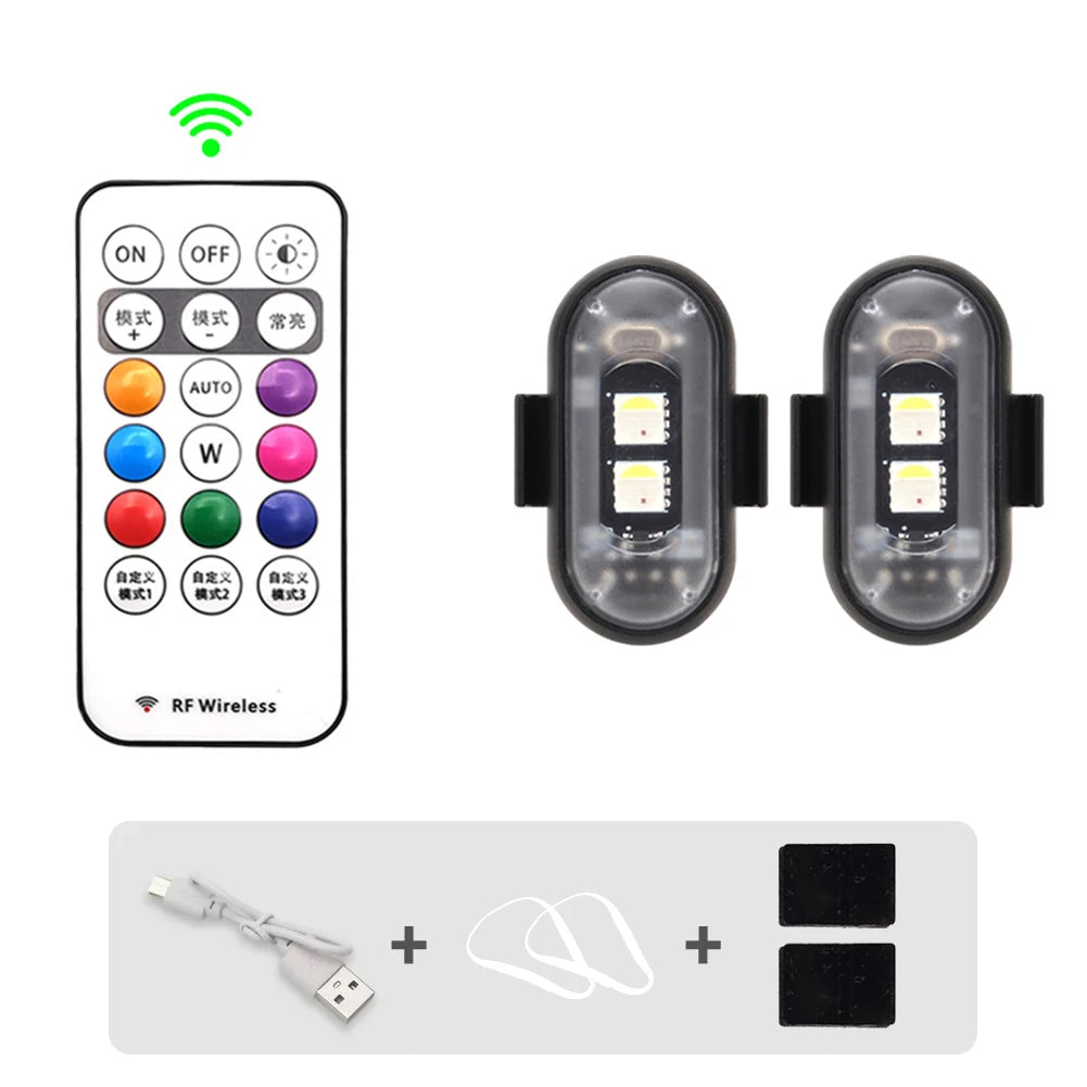 Wireless RGB LED Strobe Lights – Warning & Position Lights for Aircraft, Helicopters, and Motorcycles