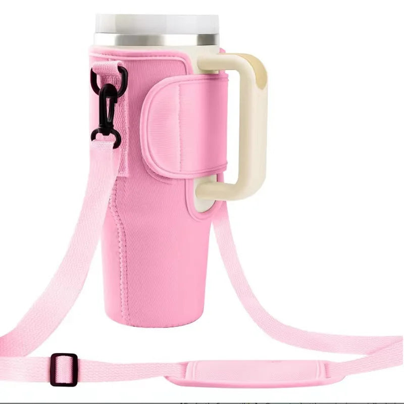 30/40Oz Water Bottle Crossbody Bag — Reusable Cooler Bag with Adjustable Shoulder Strap