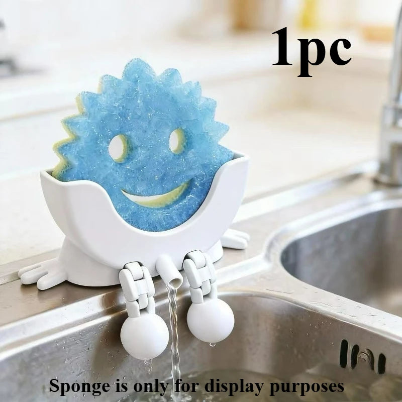 Cute Kitchen Sponge Holder with Drainage Holes & Legs – Fun Sink Edge Dish Sponge Stand for Countertop Organization 🧽✨