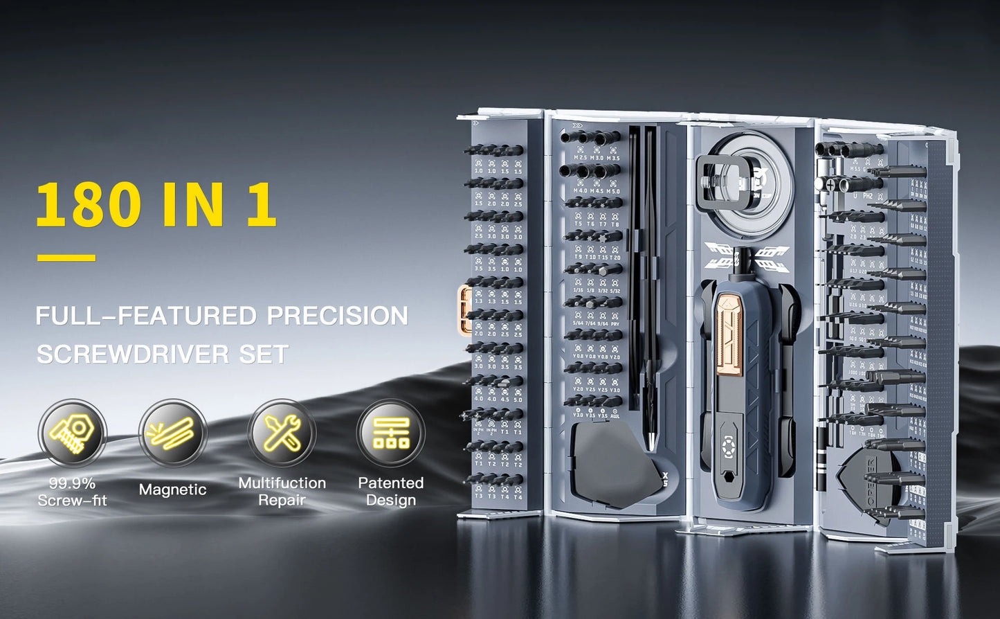 180-in-1 Precision Screwdriver Set – Magnetic Bits, Professional Repair Tool Kit for iPhone, Watch, Glasses & More with Storage Box