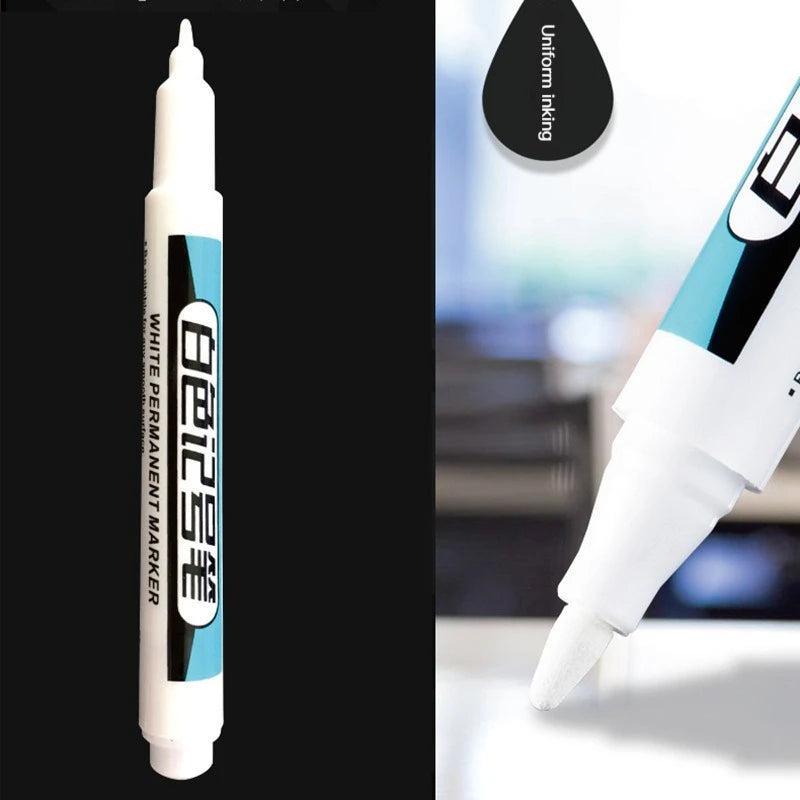 White Permanent Paint Pen Set (1/4 Pcs): Ideal for Wood, Rock, Plastic, Leather, Glass & More - 0.7mm Deep Hole Marker