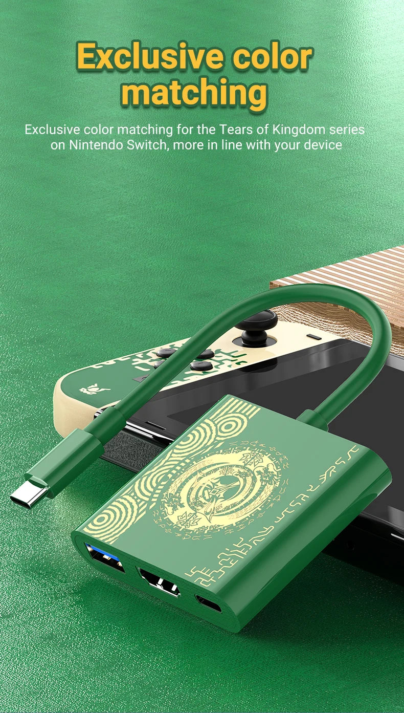 4K Switch TV Docking Station — 3-in-1 USB-C Game Hub with USB 3.0, HDMI & 100W PD for Laptop, Nintendo Switch/Switch OLED, Mobile Phone