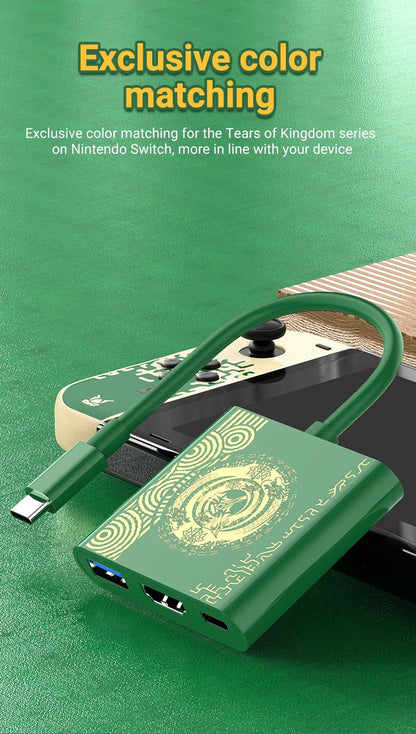 4K Switch TV Docking Station — 3-in-1 USB-C Game Hub with USB 3.0, HDMI & 100W PD for Laptop, Nintendo Switch/Switch OLED, Mobile Phone