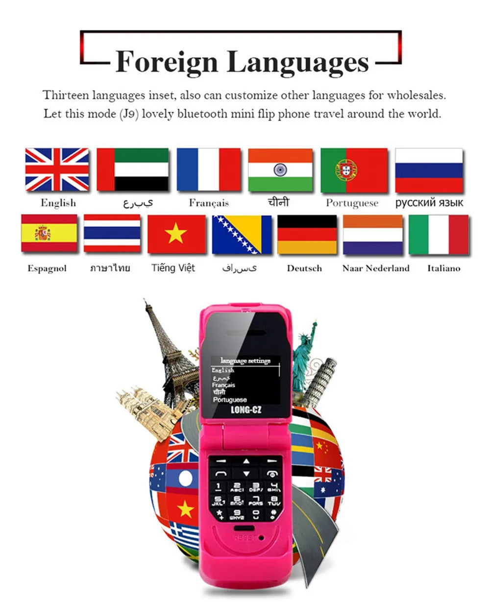 Mini Flip Mobile Phone for Kids – J9 Smallest Clamshell Phone with Bluetooth Dialer & Magic Voice Handsfree Earphone