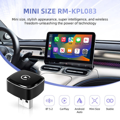 Wireless CarPlay & Android Auto Adapter – USB Mini Dongle Plug & Play for VW, Toyota, Nissan, Honda, Ford, Benz