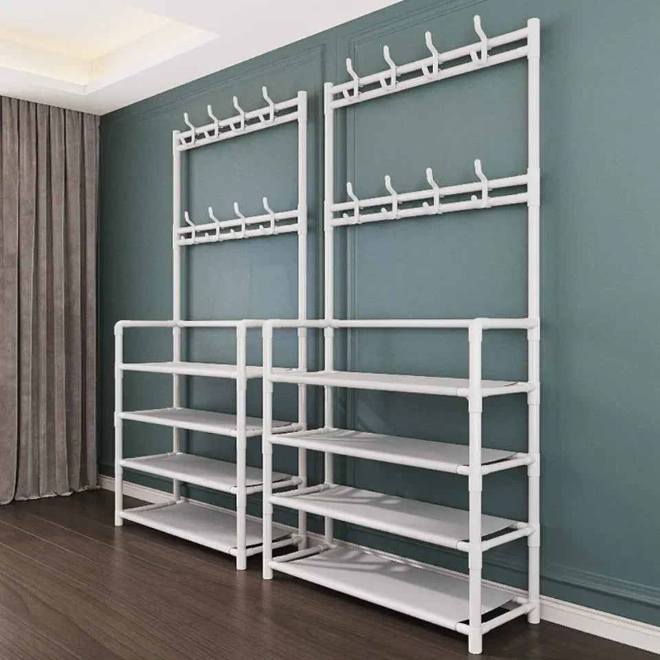 Multi-Layer Shoe and Hat Rack - Multifunctional Floor Standing Storage for Shoes, Sneakers, and Coats, Dormitory Organizer Cabinet