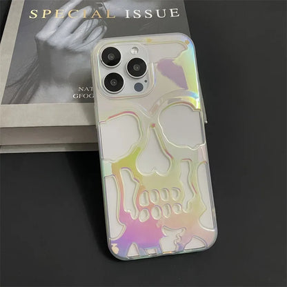 Cool Hollow Skull Ghostface Plating iPhone Case – Heat Dissipation Slim Cover for iPhone 14-17 Pro Max