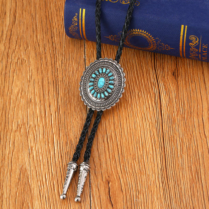 Ethnic Wind Sunflower Turquoise Bolo Tie – Western Style Neckwear