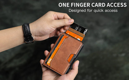RFID Blocking Men’s Slim Pop-up Wallet – Minimalist Bifold Credit Card Holder