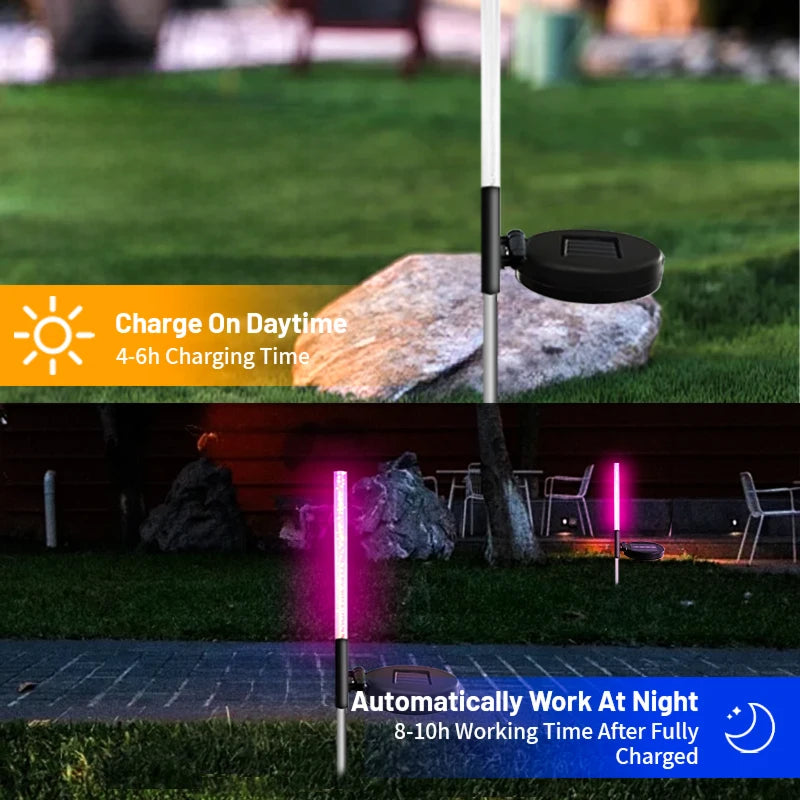 2PCS Solar Reed Lamps - Waterproof Outdoor Garden Lights, Solar Powered Pathway Lighting for Yard, Lawn, Patio Decor