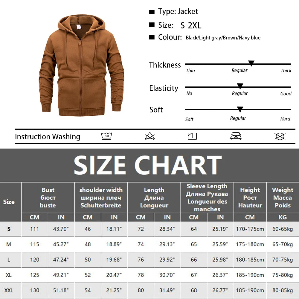 Men’s Fleece Zip-Up Hoodie – Classic Casual Zipper Jacket for Running | Y2K Hip Hop Streetwear
