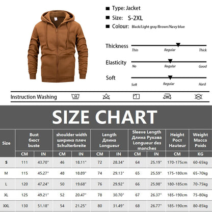 Men’s Fleece Zip-Up Hoodie – Classic Casual Zipper Jacket for Running | Y2K Hip Hop Streetwear