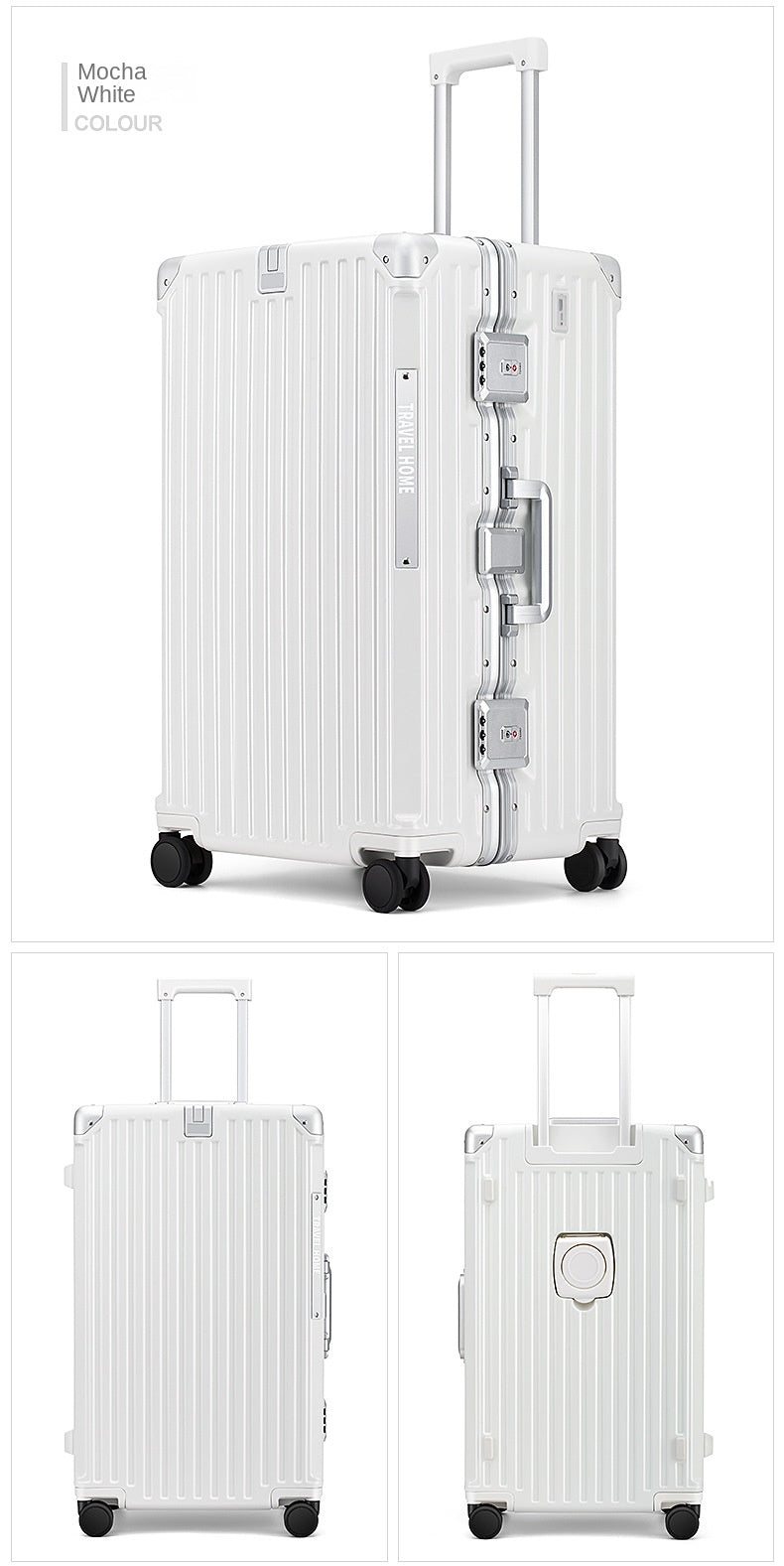 COLENARA Aluminum Frame Suitcase — High-Quality Large Capacity Trolley Travel Bag, 24", 26", 28", 30" Rolling Luggage