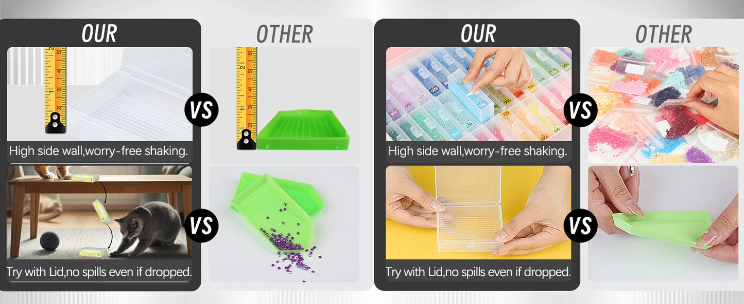 45pcs Diamond Painting Accessories – 2 in 1 Storage Trays with Lids & Bead Organizer