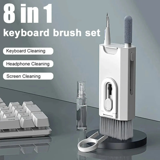 8-in-1 Computer Cleaning Kit: Microfiber Screen Cleaner, Earphone Cleaning Brush, Keycap Puller, and More - Camera, Tablet, Tools Included