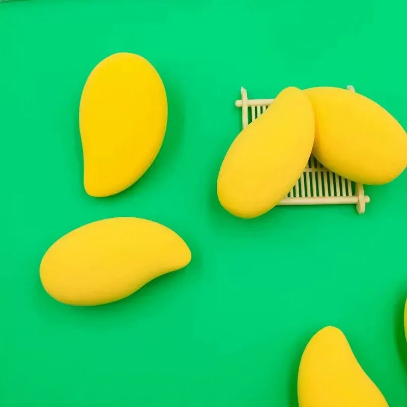 Mango-Shaped Soft Makeup Sponge — Cosmetic Powder Puff for Face Blending & Beauty Application