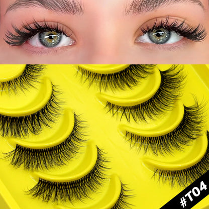 GROINNEYA Half Cat Eye Lashes – Soft Natural Clear Band, Faux Mink Wispy Lashes for Natural Makeup Look