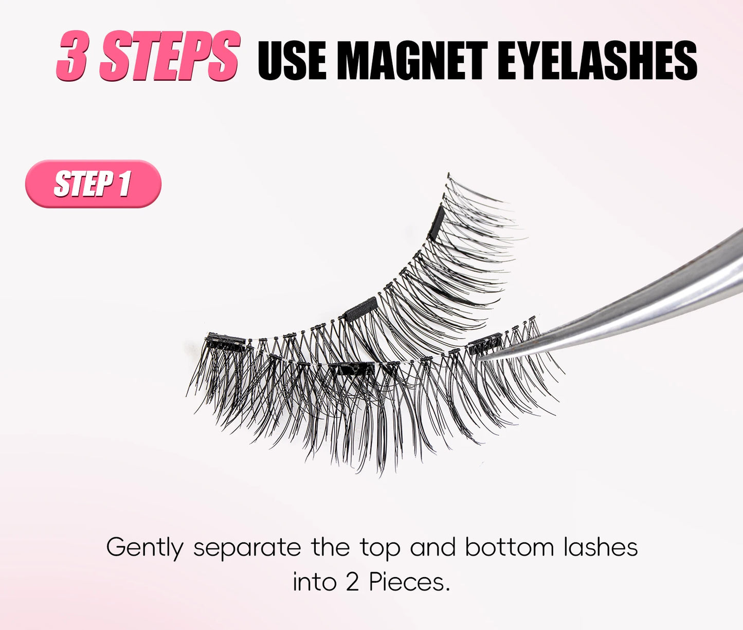 Vipuda Magnetic Eyelashes – Reusable Thick False Lashes with Magnets & Tweezer, Soft Eyelash Extensions