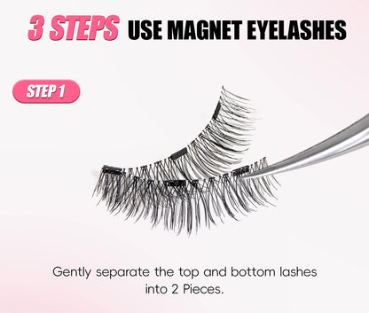 Vipuda Magnetic Eyelashes – Reusable Thick False Lashes with Magnets & Tweezer, Soft Eyelash Extensions