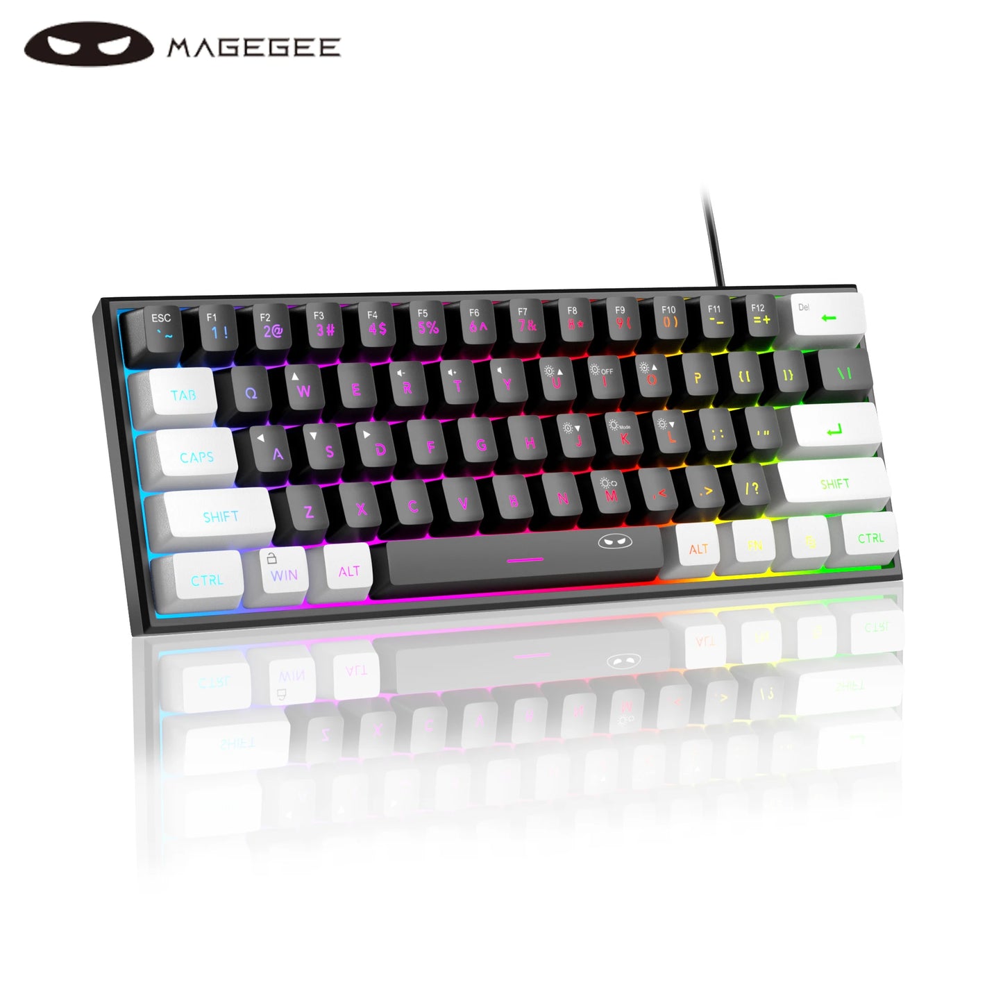 MageGee TS91 60% Compact Wired Keyboard – 61 Key RGB Backlit Portable Membrane Keyboard for Windows PC