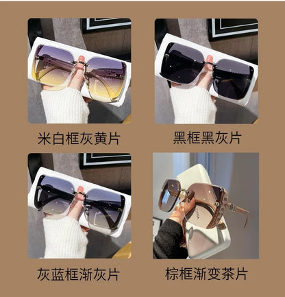 2024 New Fashion Rimless Sunglasses for Women – Luxury Brand Letter Design, UV400 Vintage Anti-Glare Shades