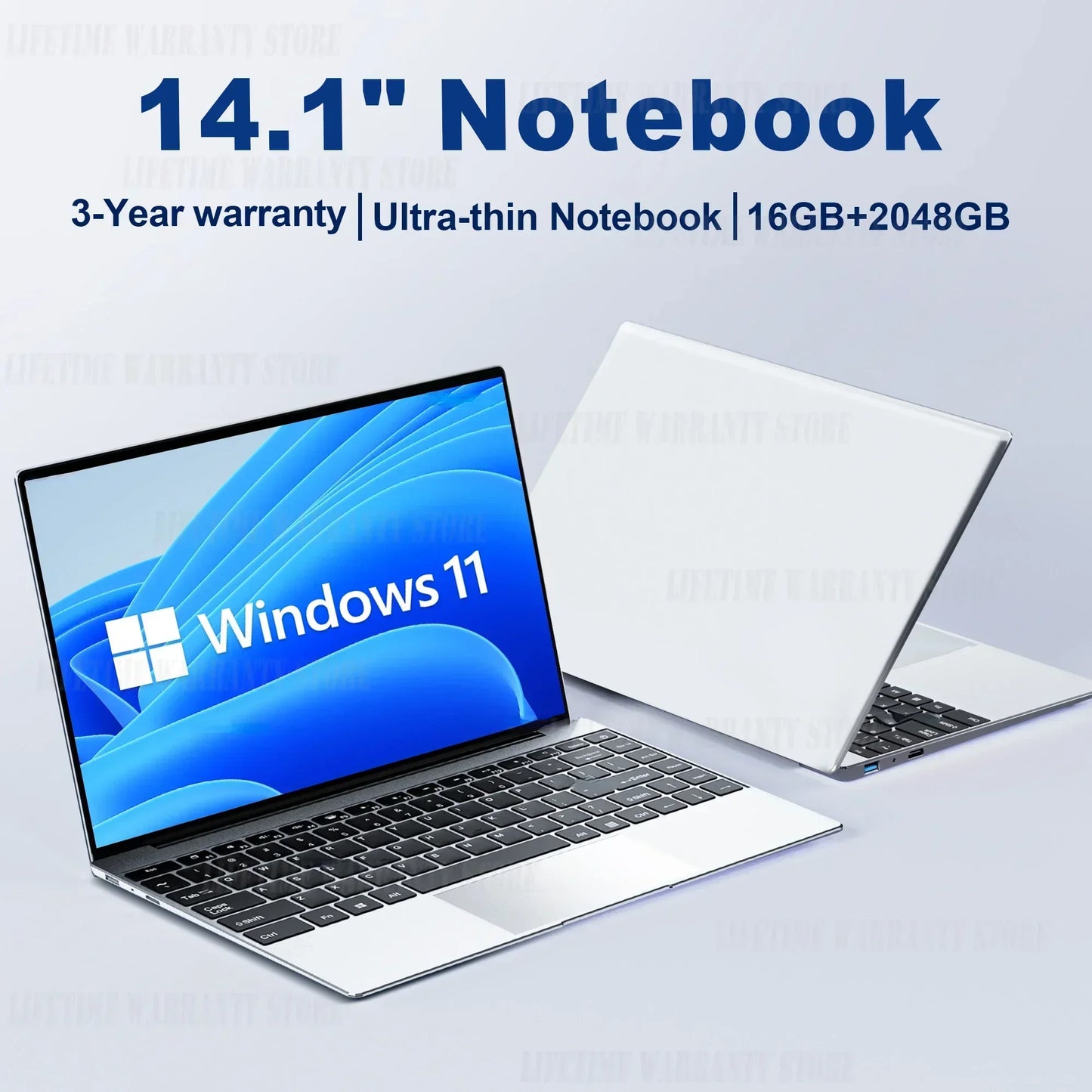 14.1” Ultra Slim Laptop – 16GB RAM, 2TB SSD, Intel N3700, 1920x1080 Display, Windows 11 Pro