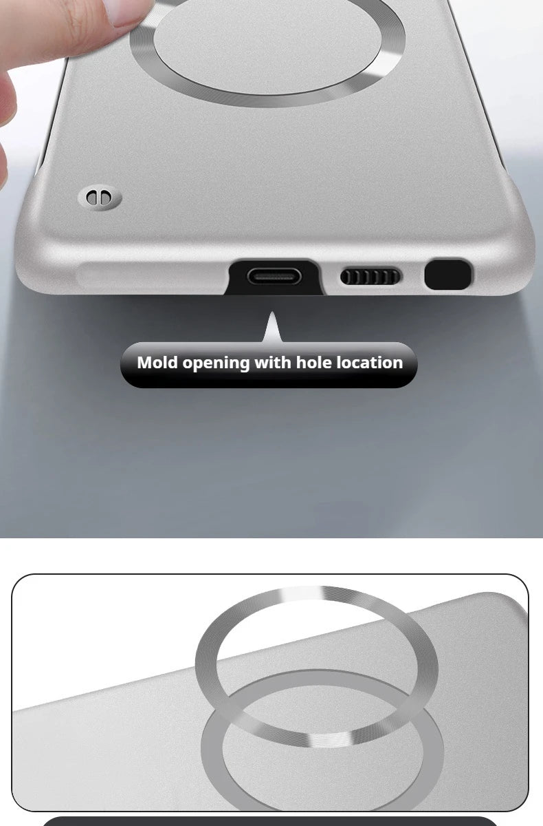 Ultra Thin Magnetic Metal Case for Samsung S25/S24 Ultra, S23/S22 FE – Frameless Matte PC Cover with MagSafe Compatibility