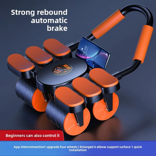 Abdominal Wheel with Automatic Rebound – Four Wheels & Six-Elbow Support for Core Training