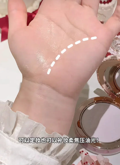 Flower Knows Strawberry Cupid Pressed Powder – Matte Soft Focus Oil-Control Setting Powder for Long-Lasting Finish